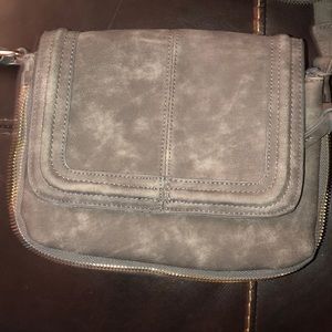 Suede like, grayish, small crossbody